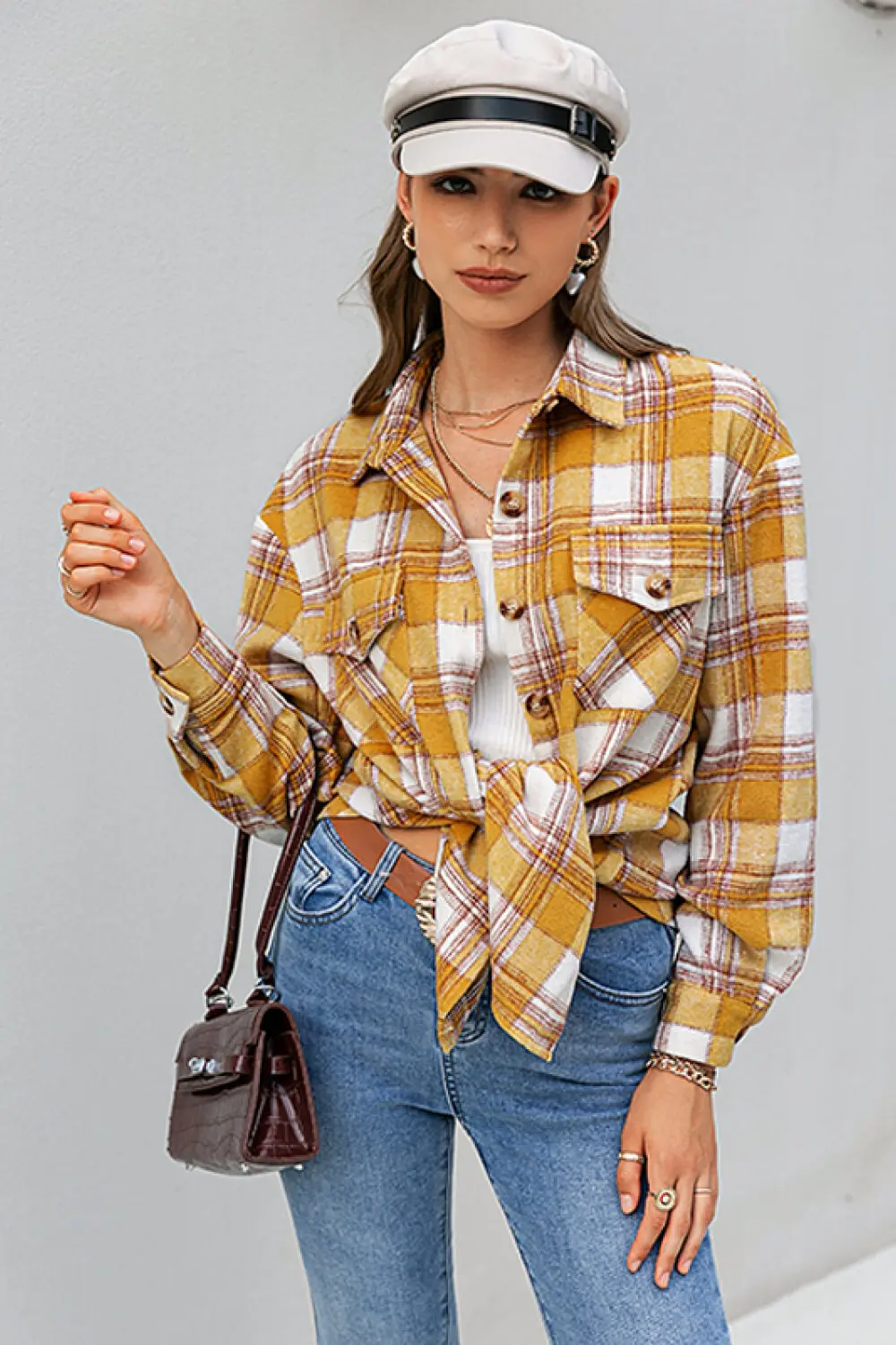 ג’קט סתוית – משבצות לבן צהוב